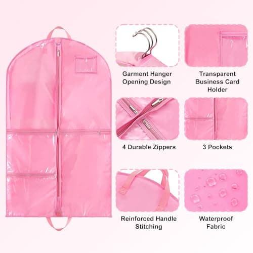 Dance Costume Bag – 40 Inch Waterproof Garment Bag with 5 Zipper Pockets & ID Slot, Foldable Travel Dress Bag for Kids Dancers, Clothes Covers for Competitions, Performances & Storage — view 4