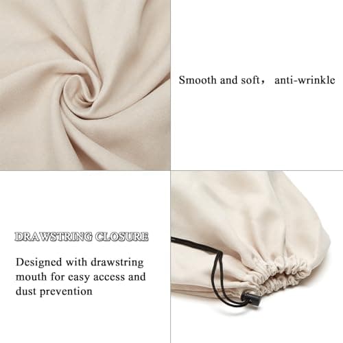 4 Pcs 45 x 35 cm Travel Shoe Bags for Packing with Drawstring,Beige — view 4
