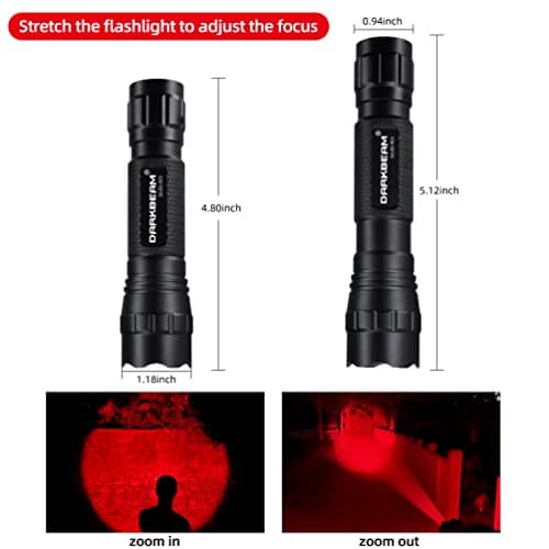 DARKBEAM Red Light Torch Tactical LED Rechargeable Flashlight, Zoomable — view 4