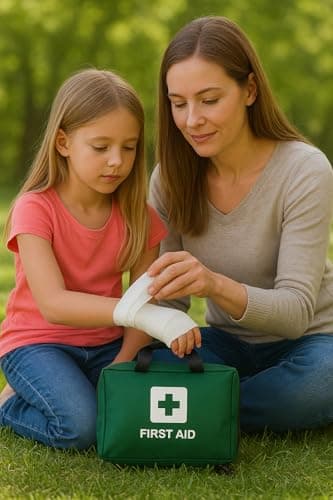99pcs Emergency Essentials First Aid Kit Bag - Inc. Sterile Dressings, Eye Wash, Gauze, Bandages, Ice Pack, Thermal Blanket - for Family, Home, Office, Vehicle, Workplace, Travel, Camping (Green) — view 3