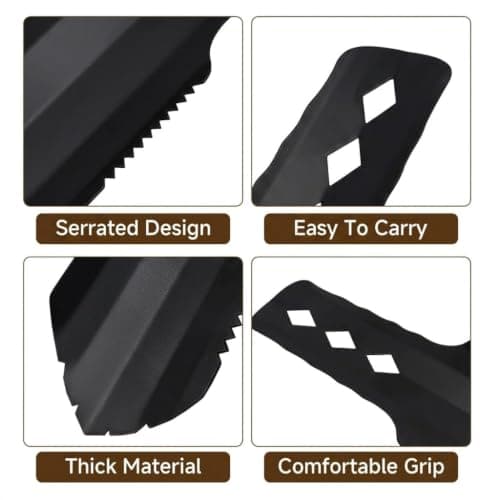 Kclkda Ultralight Metal Camping Backpacking Trowel Serrated Design Black — view 3