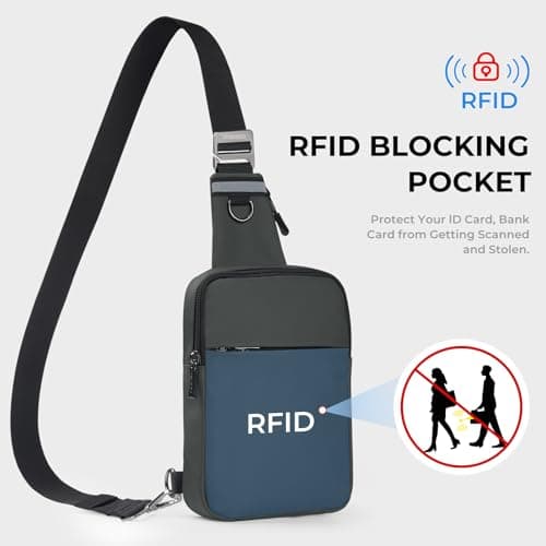 BROADREAM Small Sling Bag Cross Body Chest Shoulder Bag for Men Women - FRID Blocking Pocket and Adjustable Straps Crossbody Bag, Water Resistant Bum Bags for Runner Workout Hiking Cycling Travelling — view 4