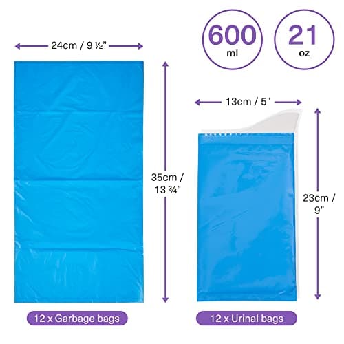 Bramble 12 Super Gel Absorbent Travel Urine Wee Bag with Disposable Bin Bags, for Summer Festival, Camping, Traffic Jam - Leak Proof Portable Urinal Vomit Toilet — view 2