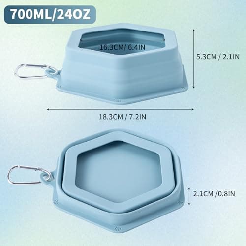 No Splash Collapsible Dog Travel Bowl, Collapsible Spill Proof Dog Water＆Food Bowls Integrated Molding Portable Pet Dish for Car,Camping, Long Road Trips (Blue) — view 3