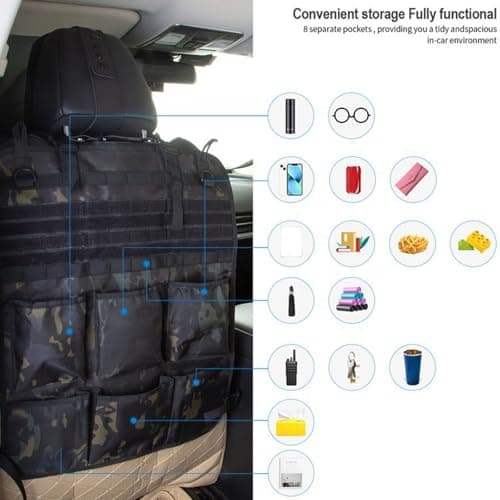 SUPBEI Car Seat Back Organizer Car Backseat Organizer Tactical Vehicle Panel Universal Fit Car Seat Cover Protector Car Organizer for Travel Accessories,Dark Camouflage — view 5