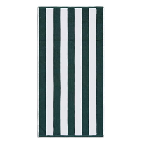 La Maison Cabana Stripe Beach Towels 100% Cotton 70cm x 150cm Large Pool Towel Absorbent Supersoft Quick Dry Sand Proof Beach Towel Holiday Yoga Gym Swimming Towel (2, Green)
