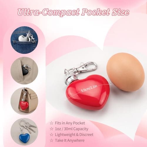 1oz 304 Steel Heart Flask, Silver Leakproof Mini Pocket Bridesmaid Gift — view 2