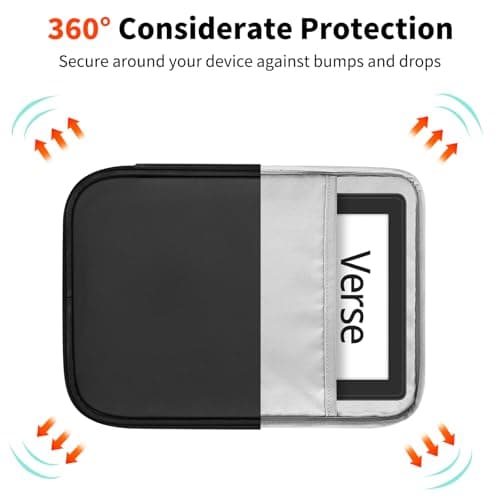 HoYiXi Universal Sleeve Bag for 6",6.8",7" Kindle Paperwhite/Colorsoft 2024-2012 Compatible with 6"-6.8" All-New Kindle/Kobo/Tolino/Sony,6" EReader with Anti-Drop Protective Cover,Black — view 3
