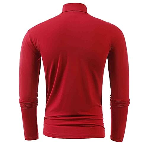 Men's Long Sleeve Turtleneck Thermal Shirt, Lightweight Base Layer Undershirt Pullover Made from Soft Breathable Fabric, Ideal for Layering, Cold Weather and Daily Casual Use(Wine, M) — view 2
