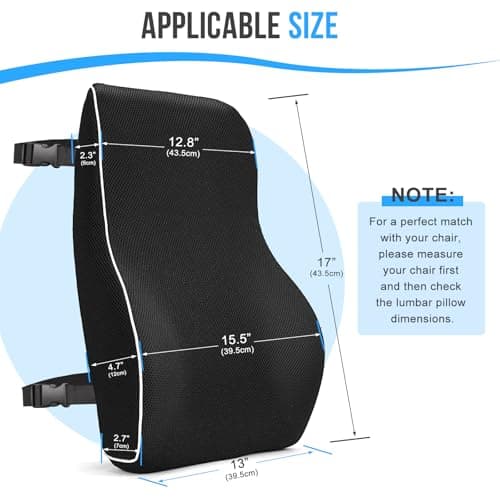 GOXIFACA Lumbar Support Cushion, Memory Foam Back Support for Office Chair — view 3