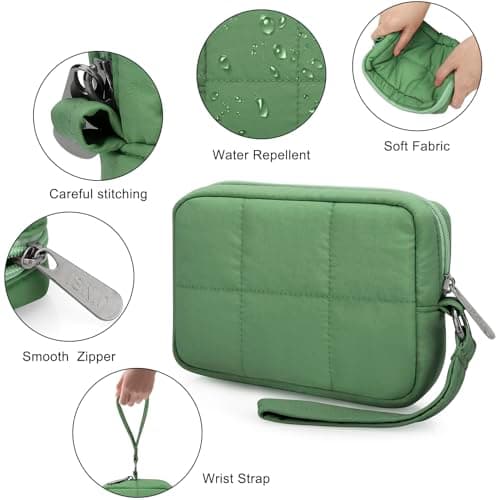 DOB SECHS Waterproof Mini Travel Makeup Carrying Case Wash Bags Cosmetic Bag Portable Electronics Accessories Organizer Wash Gym Shaving Bag (#25081-Green, Small) — view 5