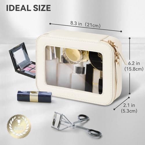 Prite Clear Makeup Bag Cosmetic Case Travel Toiletry Bag, Beige, Standard — view 3