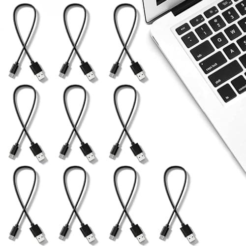 Smays Short 6 inch USB C Cable 10-Pack Bulk, USB A to Type C Fast Charging Cord Multipack, Black — view 5