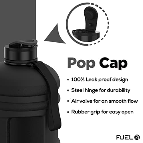 Fuel24 Jug 2.2 Litre Water Bottle Pop or Straw Cap Large Gym Sports Bottle — view 2