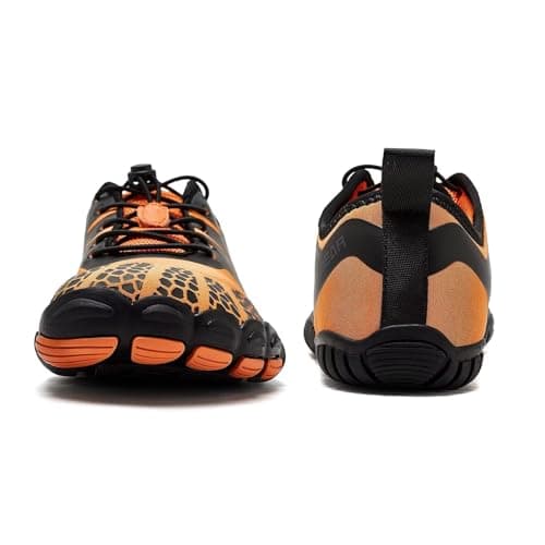 HOBIBEAR Mens Wide Toe Barefoot Shoes Trainers Gym Minimalist Running Shoes for Womens Non Slip Lightweight(UK 7 Orange) — view 5