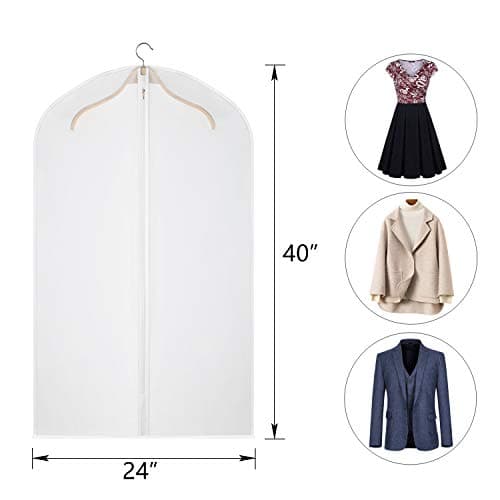 Univivi Suit Bags for Men, 12 Pack Travel Garment Bags, Breathable Clothes Covers Protector Bags, Transparent Waterproof Dustproof Moth Proof Dresses Storage Bag for Wardrobe Storage (60cm x 101cm) — view 2