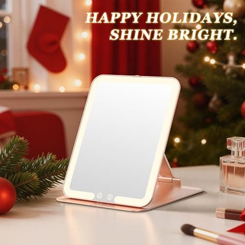 Auxmir LED Travel Makeup Mirror, Rechargeable Vanity Mirror, Rose Gold — view 2