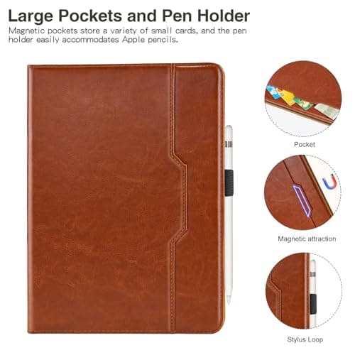 Vkooer Case for iPad Mini 5th Generation 2019 7.9 inch - iPad Mini 4/3/2/1 /1 PU Leather Folio Flip Cover Multi-Angle Viewing Smart Stand Cover with Pocket Auto Wake/Sleep - Brown — view 2