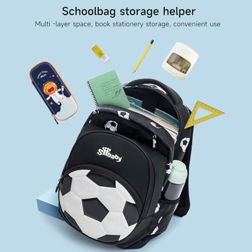 FYKTIK Football School Backpack for Boys, Kids Laptop Rucksack with Water Resistant Oxford Fabric, Lightweight Casual Daypack for School, Travel, Camping and Outdoor Activities, Gold — view 4