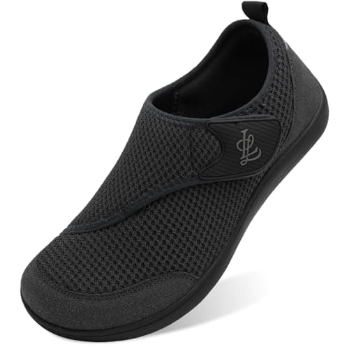 Mens Gym Barefoot Walking Trainers Wide Fit Zero Drop Breathable Adjustable Shoes Black Size 12 Wide
