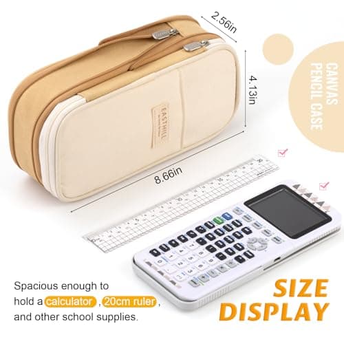 EASTHILL Big Capacity Pencil Pen Case Office College School Large Storage High Capacity Bag Pouch Holder Box Organizer Khaki — view 2