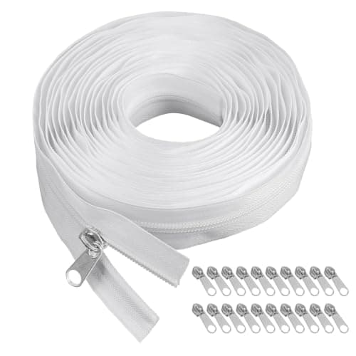 #5 Zips for Sewing, 10m/10.9 Yards Nylon Zippers with 20pcs Zipper Sliders