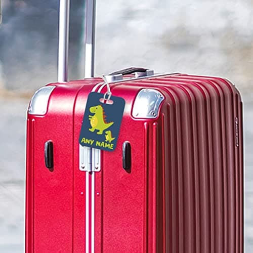 PLT232 Personalised Any Name Dinosaur Novelty Funny Unique Designer Gift Glossy Plastic Suitcase Luggage Tag — view 5