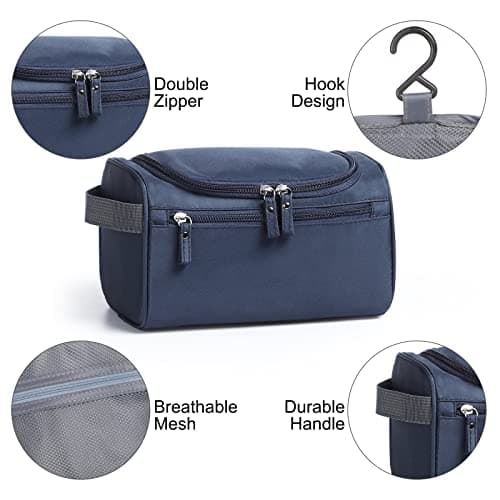Toiletry Bag, Etercycle Hanging Wash Bag Travel Toiletry Bag Waterproof Bathroom Bag for Men and Women Travel Toiletry Makeup Organizer (Navy Blue) — view 4