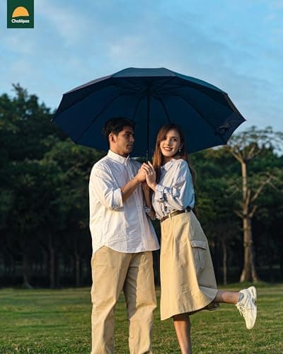 Chakipee Umbrella Windproof Strong Blue Automatic Travel Compact Large Folding Umbrellas for Wind and Rain Resistant - Portable 210T Fabric - 10 Ribs Durable For Mens Women Umbrella — view 4