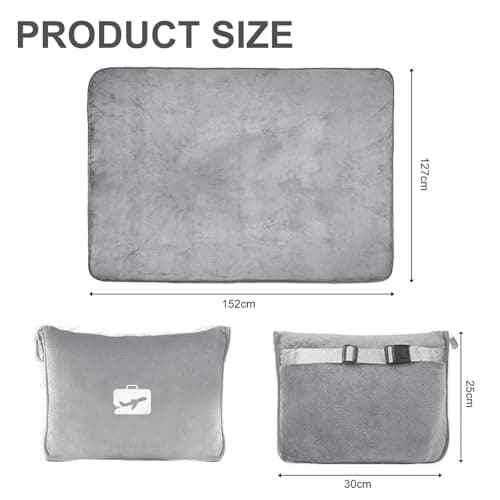 Megcdtr Travel Blanket and Pillow with Eye Mask and Ear Plugs(Grey) — view 2