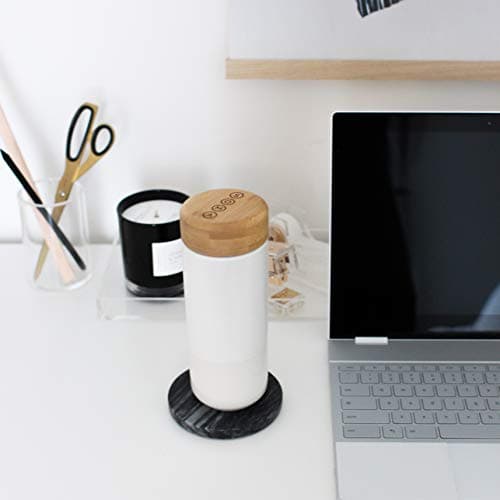 Soma Insulated Ceramic Mug with Bamboo Lid for Travel, Pearl — view 4
