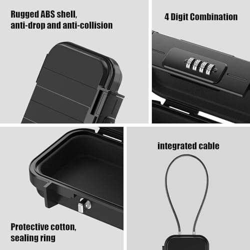 Diyife Portable Safe Box, [Waterproof] Travel Safe Combination Case, Anti-Theft Security Box with 4-digital Code, Lock Box with Removable Wire Rope for Hotels, Travel, Sports, Venues, Office, Vacation — view 3
