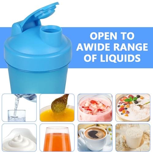 Protein Shaker Bottle with Stainless Steel Mixing Ball, Protein & Supplement Shaker Bottle, Leak Proof Flip Flop Lid Shake Bottle Mixer, BPA Free Protein Shake Bottle 400ml (Orange) — view 4
