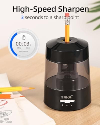 ZMOL Electric Pencil Sharpener for 6-12mm Jumbo Colored&No.2 Pencils Black — view 6