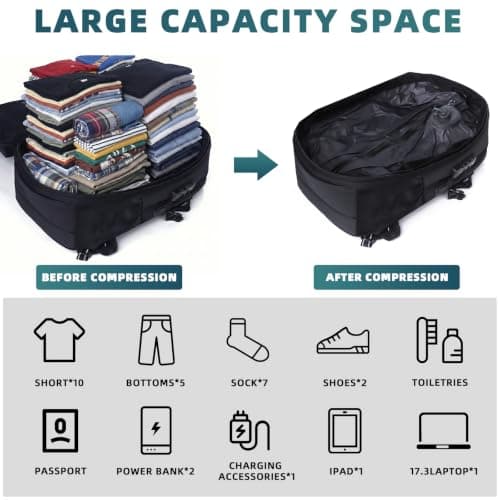 Dotop Vacuum Backpack 17 In Travel Bag 50L Expandable Air USB Port & Lock — view 5