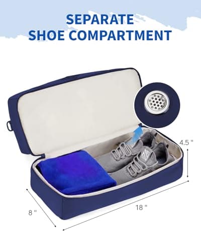 WANDF EasyJet Cabin Bag 45x36x20 - Underseat Travel Duffel with Shoe Compartment, USB Charging Port & Wet Pocket, Carry On Luggage for Overnight Weekend Gym for Women Men(Blue) — view 3