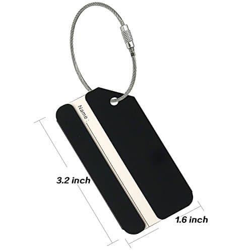 Aluminum Luggage Tag for Luggage Baggage Travel Identifier By Ovener (Black 2 Pcs) — view 5