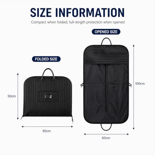 BINBE Suit Bag Oxford Fabric for Travel Suit Carrier, Black 100 x 60 cm — view 2