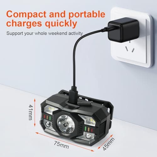 Adiwo 2PCS LED Rechargeable Headlamp, Super Bright Sensor with 6 Light Modes, IPX4 Waterproof LED Headlamp, Perfect for Jogging, Camping, Fishing — view 2