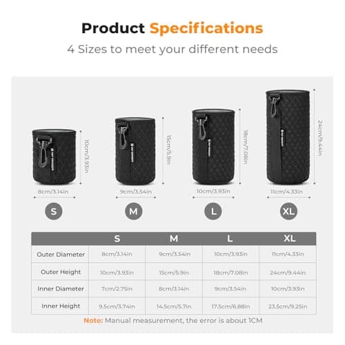 K&F CONCEPT Camera Lens Case, Drawstring Lense Pouch for DSLR SLR, 4 Pack — view 6