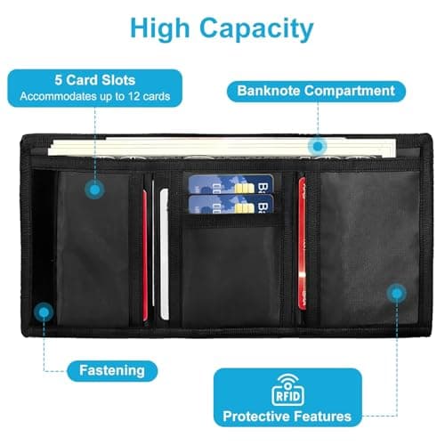 Slim Wallets for Men UK Carbon Fibre Black RFID Blocking Anti Theft Secure — view 3