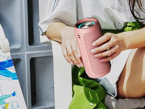 EDUPLINK Bluetooth Speaker, Portable Wireless Speakers, Waterproof IPX7 Speaker, TWS Pairing Stereo, Long Playtime for Home, Travel, Pink — view 6