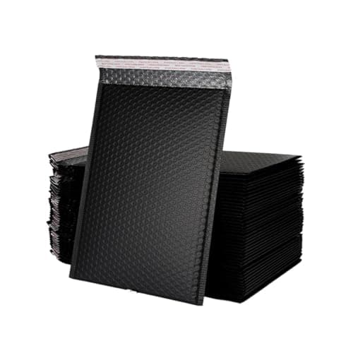 UTHCLO 50 Pcs Black Padded Envelopes Lightweight Pvc Packing Pouch with Tear Resistance and Shockproof Features, Practical Bubble Storage Bag for Transportation and Office Use