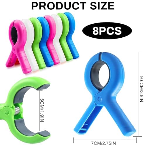 8-Pack Large Beach Towel Clips for Sun Loungers, Strong Windproof Non-Slip Towel Pegs, Laundry Pegs Sunbed Towel Clips Sunbed Pegs for Beach Towels Pool Chairs Accessories — view 2