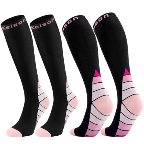 2 Pairs Compression Socks for Women and Men, 20-30 mmHg Flight Socks