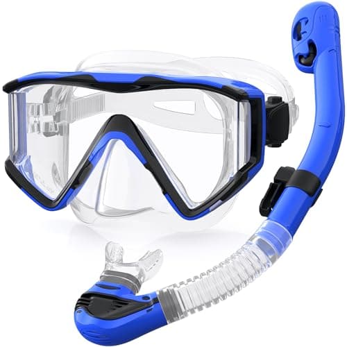 Zeligerstar Snorkel Set Adults, 3 Window Panoramic Mask, Anti-Fog Dry Top