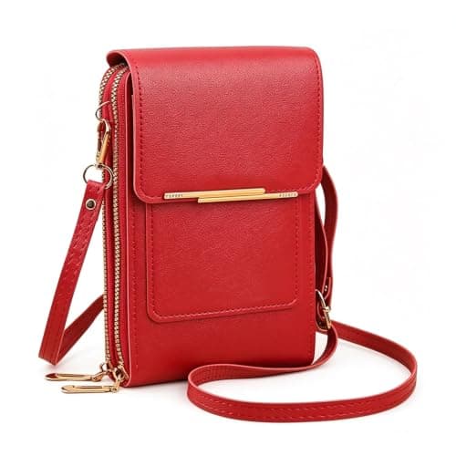 Touch Screen Crossbody Phone Bag for Women Cell Phone Messenger Bag,Red