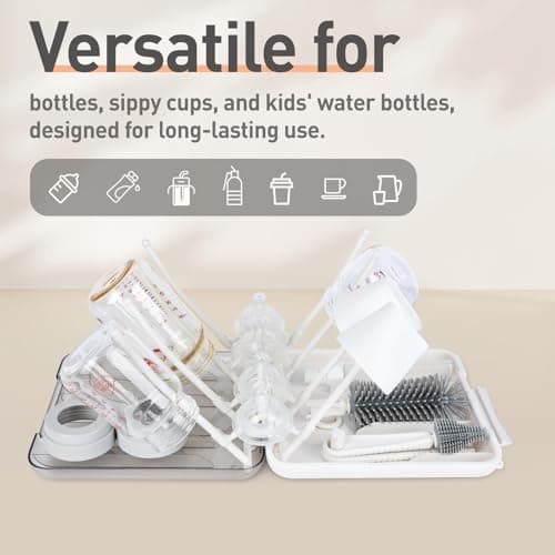 Baby Bottle Brush Set, 6-in-1 Travel Bottle Cleaning Kit with Silicone Bottle Brush, Nipple & Straw Brush, Soap Dispenser, Drying Rack & Storage Box – Compact Baby Essential for Home & On-The-Go — view 2