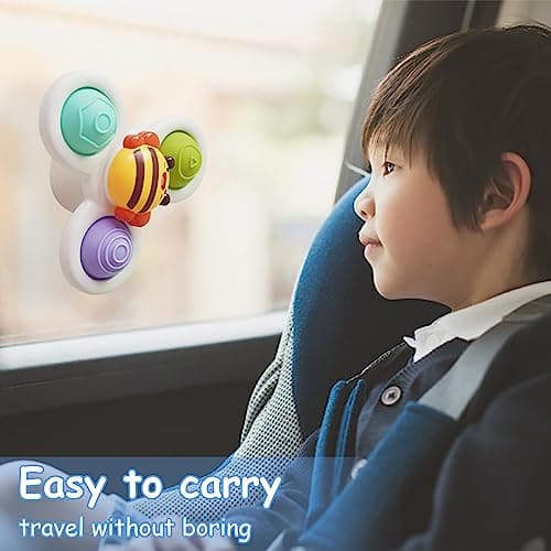 Yumuwind Suction Cup Spinner Toys, Spinners for Babies with Silicone Bubbles Kids for Bath and Window, Baby Sensory Spinner Toy Release Anxiety Travel Toys, Baby Bath Toys for 1+ Years Old… — view 6