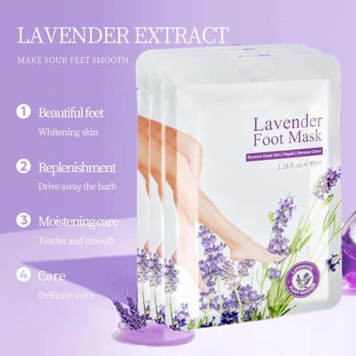 Foot Peel Mask 8 Pack Lavender Aloe Exfoliating Foot Care Socks — view 3